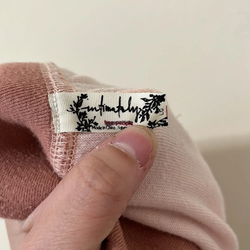 Free People Intimately Terry Cloth High Rise Pink Cream Brown Jogger Pants Sz L - Picture 8 of 8